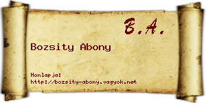 Bozsity Abony névjegykártya